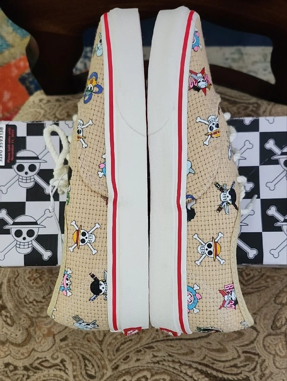 🏴‍☠️ NIB Vans x One Piece Authentic 'Straw Hat' Sneakers Size Men 5.5 / Women 7